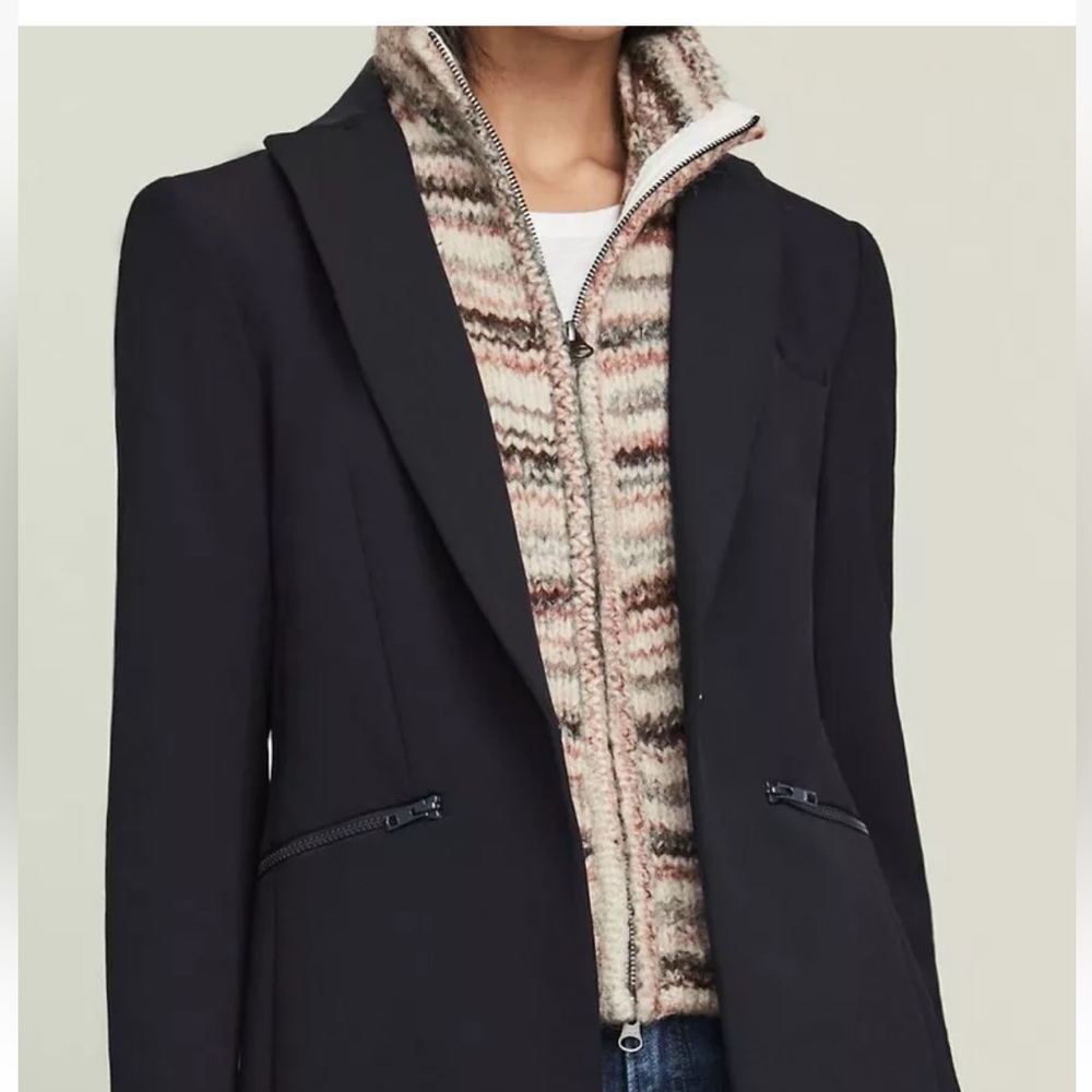 $258 Veronica Beard Blaine Dickey Jacket Insert Alpaca Wool Blend Striped Zip